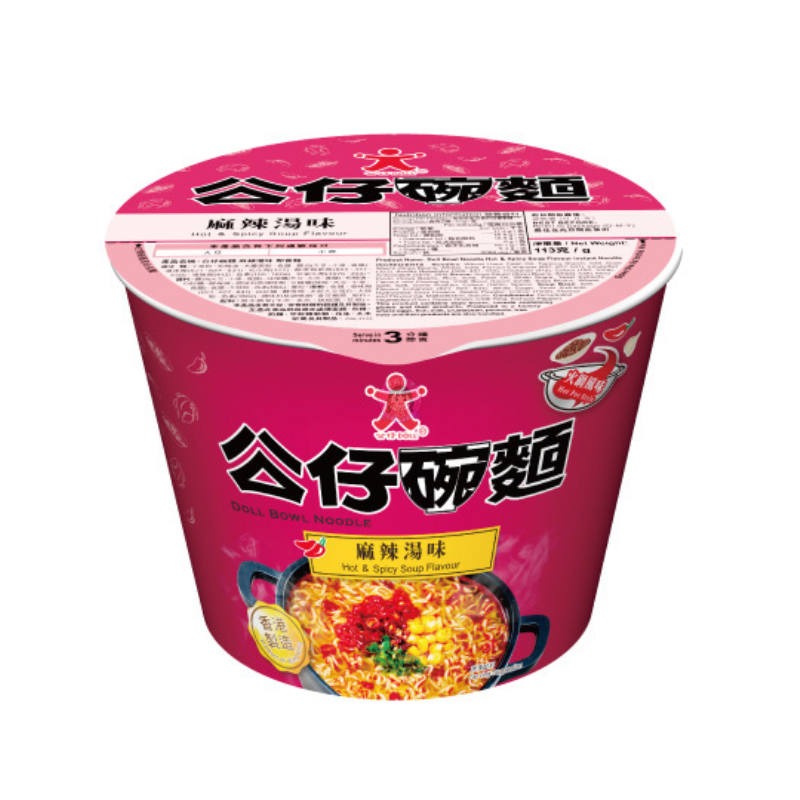 公仔麻辣汤味面碗113g Doll Hot & Spicy Flavour Noodle Bowl