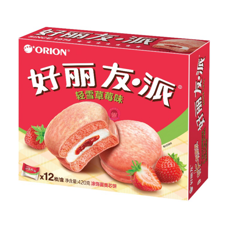 好丽友派冰淇淋草莓味12pcs Orion Choco Pie Strawberry Flavour