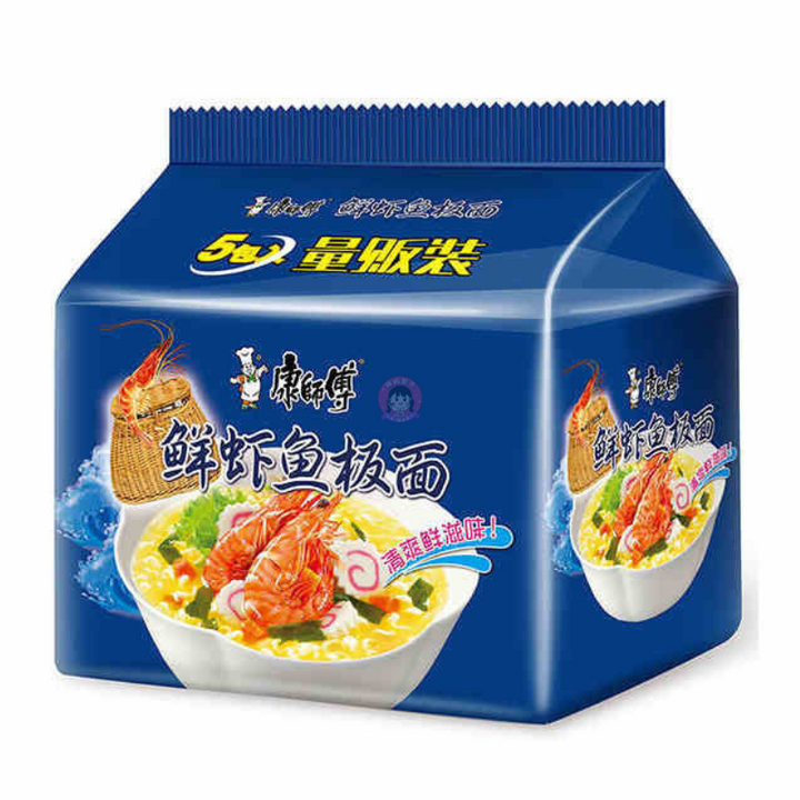 康师傅鲜虾鱼板面5pcks MK Fish and Shrimp Instant Noodle