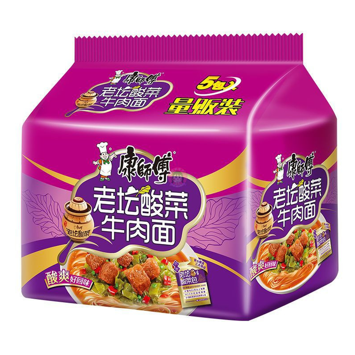 康师傅老坛酸菜牛肉面5pcks Master Kang Pickled Beef Flavour