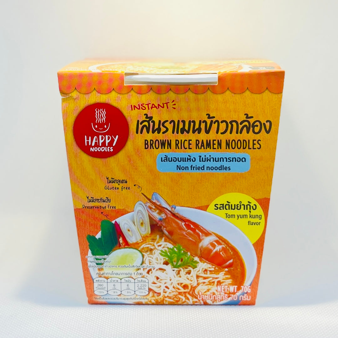 Happy Noodle Brown Rice Ramen Noodle Tom Yum Kung Flavour Cup 70g