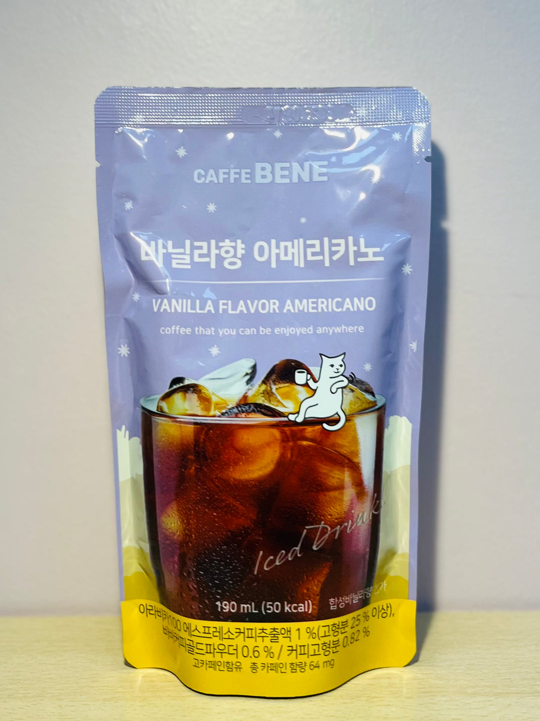 Caffe Bene Americano Vanilla Flavour Korean Pouch Drink 190ml