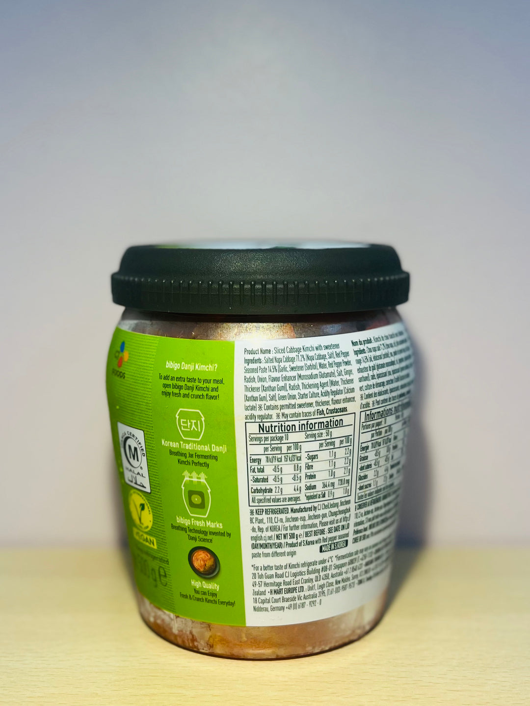 CJ Bibigo Plant-Based Kimchi Sliced in Jar 500g