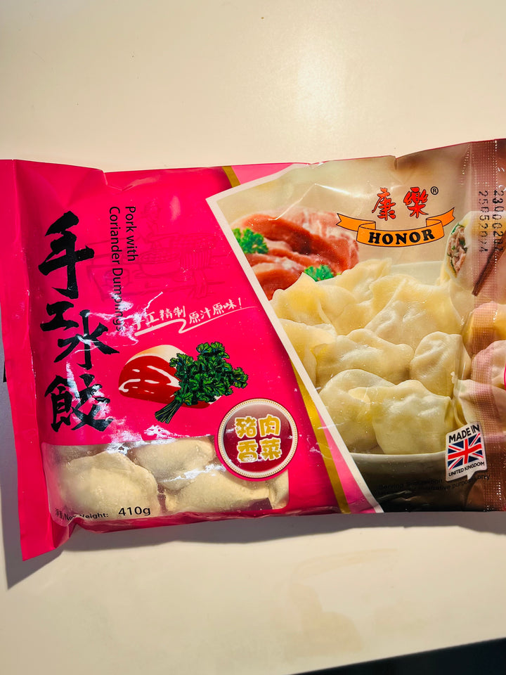 康乐水饺猪肉香菜410g Honor Pork With Corriander Dumplings