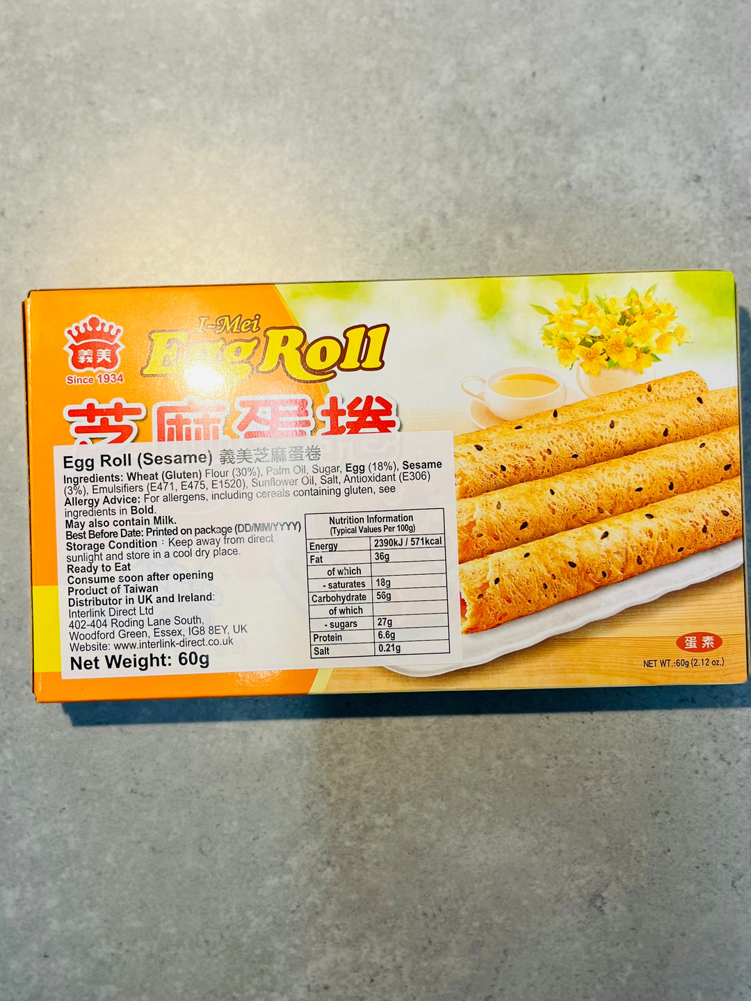 义美芝麻蛋卷60g YM Egg Roll Sesame